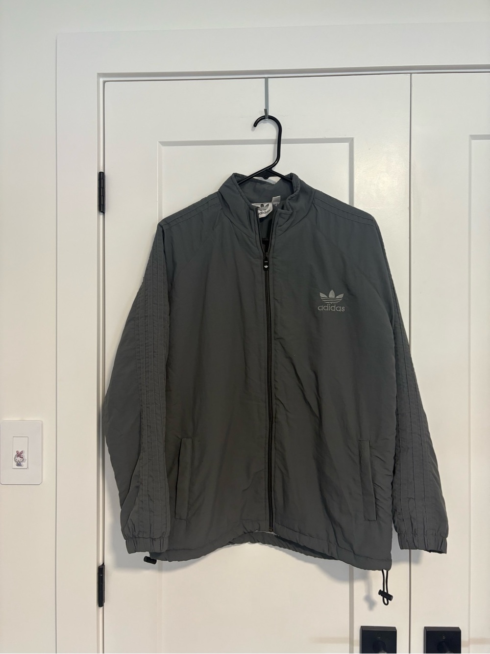 Adidas‎ Gray Lightweight Zip-Front Bomber Jacket Men’s Size Large - Picture 2 of 12